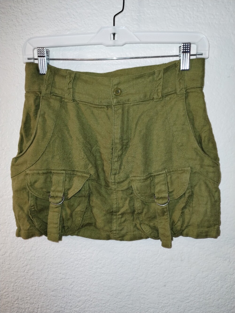 Canvas Apparel Skirt Olive Green Viscose Linen Blend sz Small Cargo